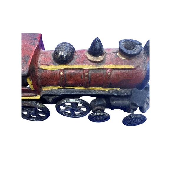 Vintage Cast Iron Locomotive Train Red Black Paint Antique Toy Train Engine - Picture 9 of 13